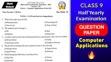 💯Dav Class 9 Computer Half Yearly exam question paper 2023-2024 | Ncert | Question Paper Solutions