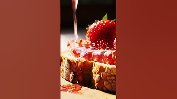 Dripping & Spreading strawberries on crispy bread ASMR #strawberry #ai #asmr #fypシ゚ #satisfying