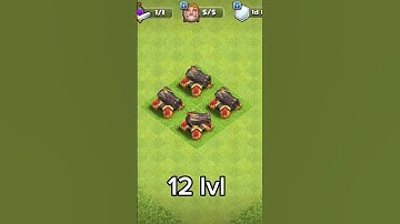 Level 1 to Max level 21 (Max ) Cannon Upgrade in Coc #clashofclans #shorts #viralvideo