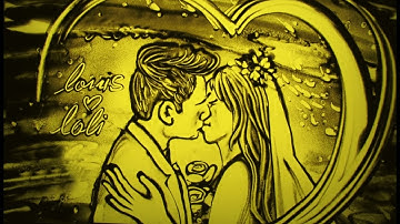 Tranh cát đám cưới | tranh cát động | tranh cát cát nghệ thuật |  Loius và Loli họa sĩ Nguyễn Tiến