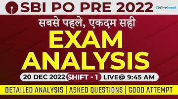 SBI PO Pre Exam Analysis 2022 | Shift 1 (20 Dec, 2022) | Questions Asked & Good Attempts
