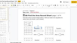Find the Area Record Sheet Directions