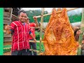 Thai Tribe Cooks GIANT Pig Whole!! Rare Karen Village Food!!