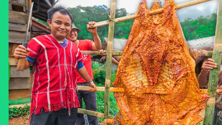 Thai Tribe Cooks GIANT Pig Whole!! Rare Karen Vill...