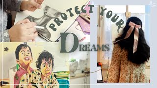 Be rebellious to protect your dream🧚🏼‍♀️ | Oil Painting👩🏻‍🎨 + sketchbook practice✍🏼 Art Vlog