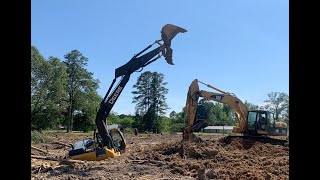 Stuck Trackhoe Recovery In Wet Stump Field! Accident Swamp Caterpillar Excavator