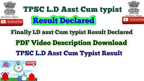 FINALLY TPSC L.D ASST CUM TYPIST RESULT DECLARED|| EXAM QUALIFIED LIST|| 2022||