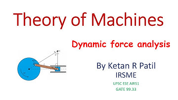 Theory of machines - 14- Dynamic force analysis By Ketan R Patil