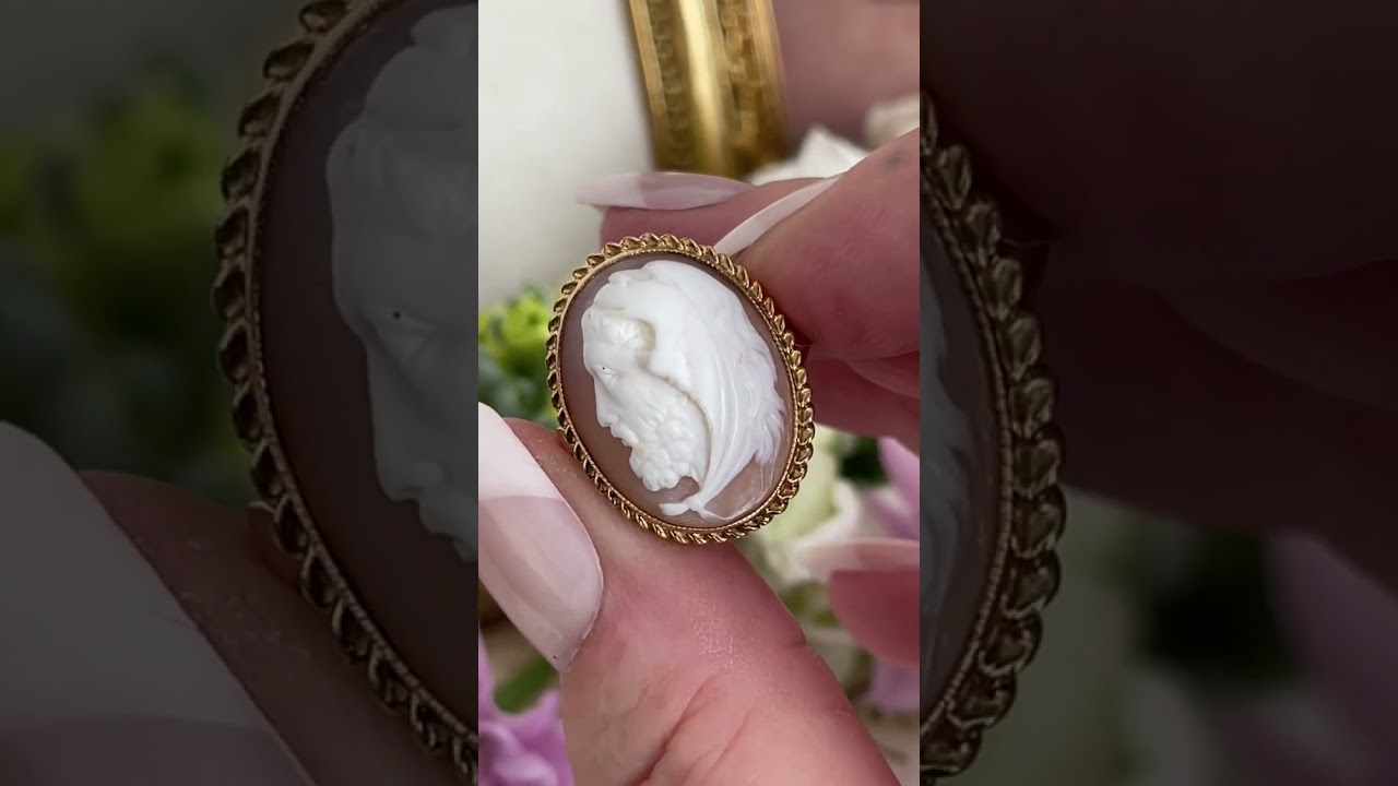 Antique 9ct Yellow Gold Shell Cameo Oh ‘Hercules And The Nemean Lion’ Ring Circa 1900