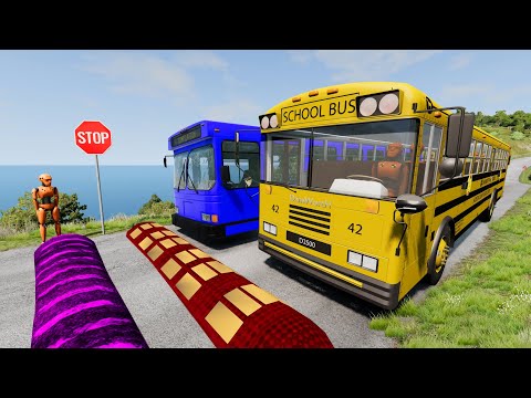 Buses vs Massive ⚠️ Speed Bumps⚠️ #4 – BeamNG.Drive