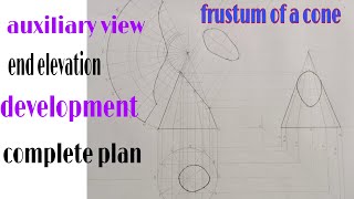 Development of surfaces in engineering drawing(truncated cone)