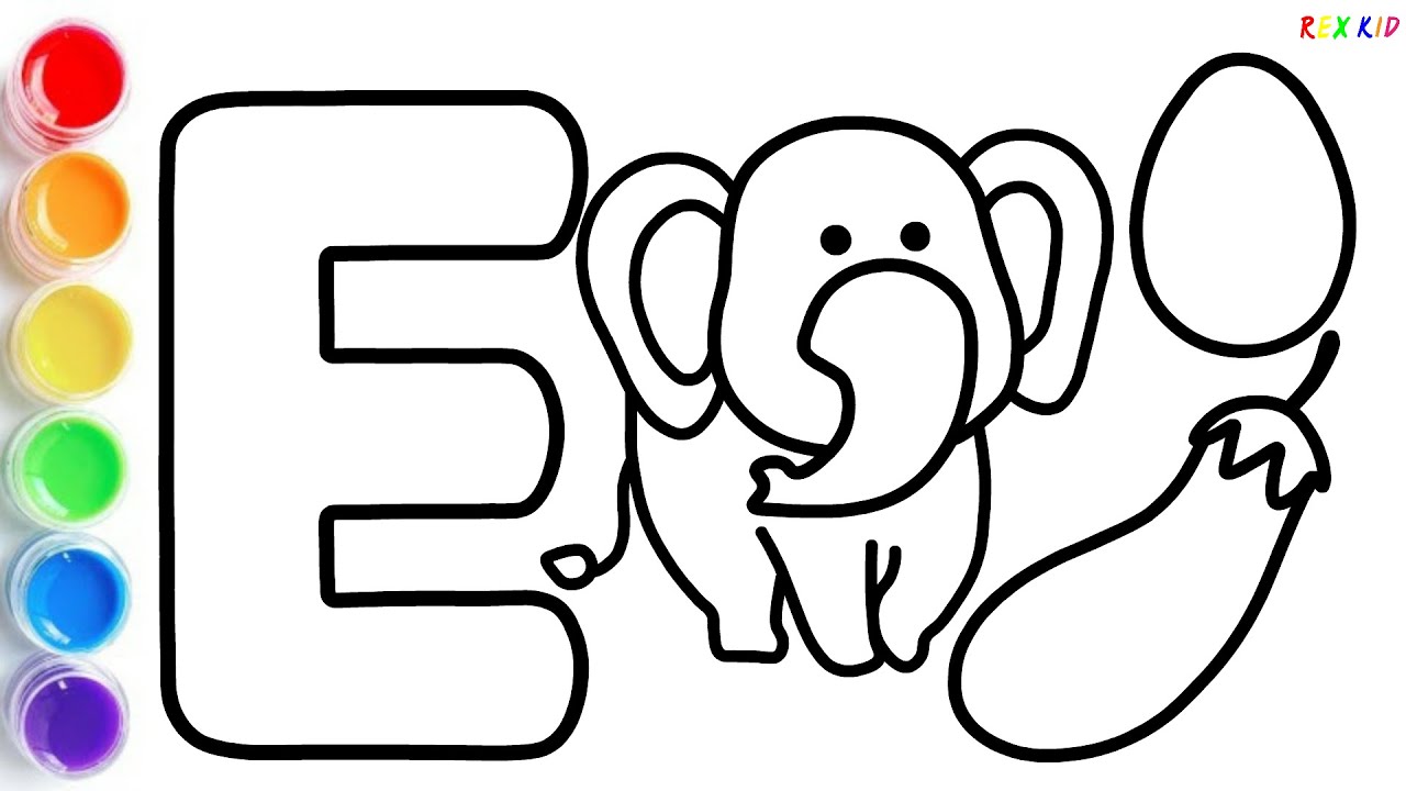 Letter E for Elephant | Learn to Draw and Color Alphabet E for Kids