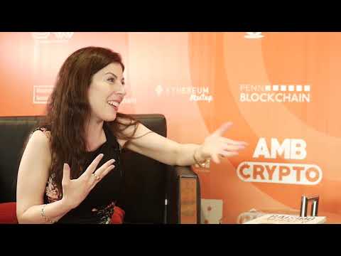 Blockchain legal experts Maureen Murat and Joshua Ashley catch up at Coinvention 2019