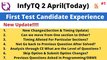 InfyTQ Today 2 April Candidate Experience | New Changes Introduced | New Updates #infytq2022