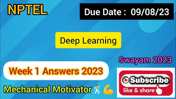 Deep Learning | Week 1 Quiz | Assignment 1 Solution | NPTEL | SWAYAM 2023