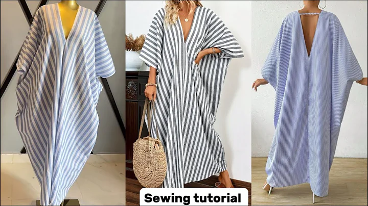 How to cut and sew the trendy stripped bubu with a deep V neckline 