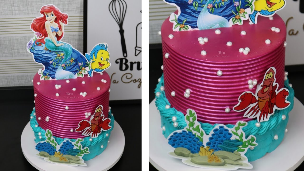 Pequena sereia  Bolo de aniversário da princesa, Bolo das