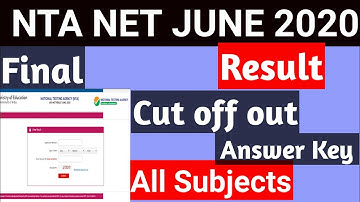 UGC NET RESULT JUNE 2020 | NTA UGC NET JUNE 2020 CUT OFF | NET GEOGRAPHY CUT OFF | NET ANSWER KEY