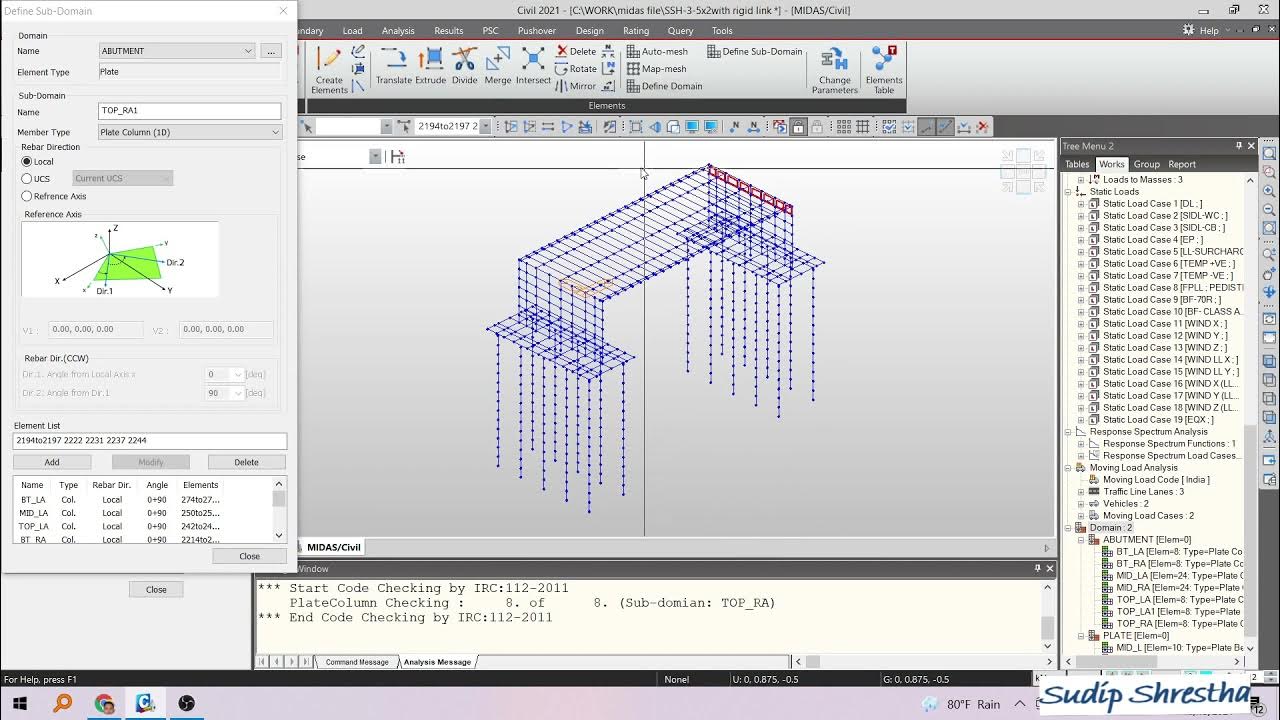 Midas Civil 2021 Plate Column Design for abutment Design Define