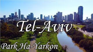 TEL AVIV DRONE. Tel Aviv City By Drone. Israel. Ha-Yarkon Park in Winter  2022.Тель-Авив Зимой