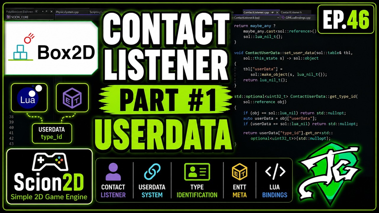 Build a C++ Game Engine | Scion2D Ep.46 - Box2D Contact Listener ...