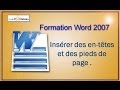 Insérer entête et pied de page dans Word 2007