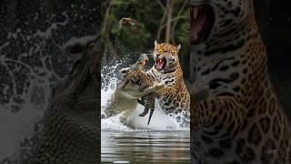 Battle for Survival: Jaguar vs Crocodile 🐊🐆#trending #shorts #video #youtube #jaguar #vs #crocodile
