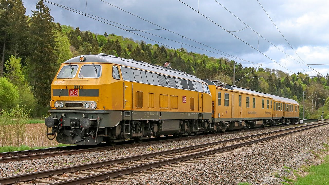 Die gelben 218er von DB Netz  Messzge auf der Schwarzwaldbahn  Diesellok Sound der BR 218 