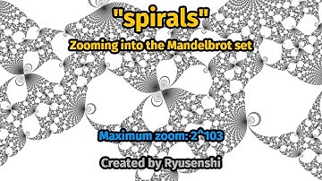 Spirals — Zooming into the Mandelbrot set (black and white)