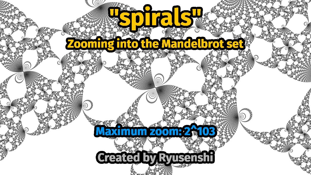 Spirals — Zooming into the Mandelbrot set (black and white) - YouTube