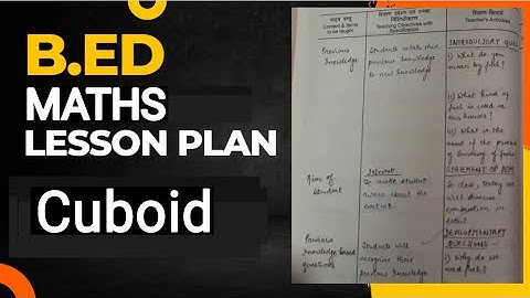 Maths lesson plan| Surface area and volume of a CUBOID