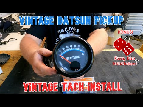 Installing a vintage Suntune Tach in a vintage Datsun 521 Pickup - Bonus Fuzzy Dice Install!
