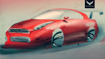 How to render NISSAN GTR:By MEET BAGRAWALA #cardesign#cardrawing#carsketch#carrendering#photoshop