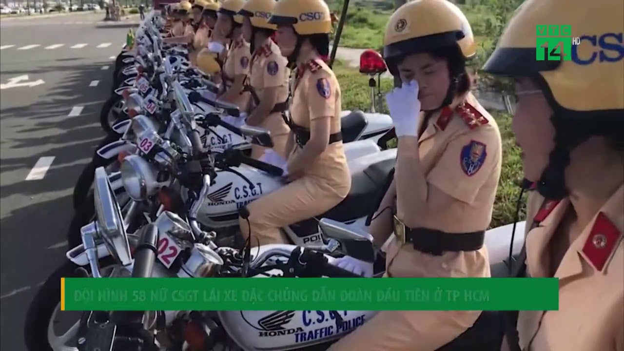 Đội hình 58 nữ CSGT lái xe đặc chủng dẫn đoàn đầu tiên ở TP HCM | VTC14