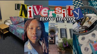 University move in vlog | move in to res + empty room tour +unpack with me + haul