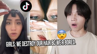 Asian Boy React To HILARIOUS GIRLS Hair Fails Tiktok - this is disaster