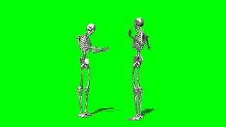 Skeletons in conversation on green screen - free green screen - free use