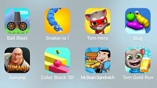 Snaker.io!, Tom Hero, Slug, Jumanji, Color Block 3D, Mr Bean Sandwich, Tom Gold Run - iPad Gameplay screenshot 2