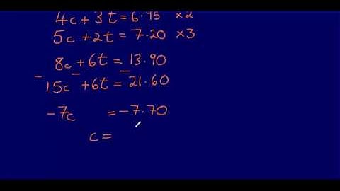 3. Simultaneous Equations (worded) (GCSE Maths - Edexcel Practice Tests Set 3 - 3H)