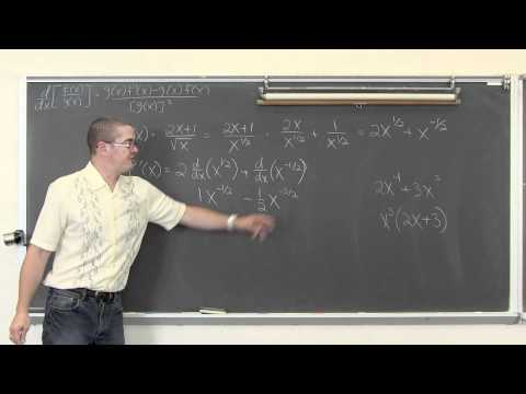 Quotient Rule for Derivatives Calculus 1 AB