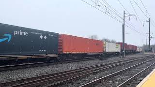 CSX I032 led by CSXT1776 Armed Forces unit with a friendly engineer in the snow at Neshaminy Falls