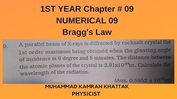 First Year Physics Chapter 09, NATURE OF LIGHT, Book Numerical 09 Solution.