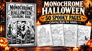 Monochrome Halloween Coloring Book for Adults & Teens