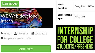Lenovo Web Development Internship | Internship for College Students | Web developer Internships
