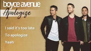 Apologize - One Republic & Timberland (Lyrics)(Boyce Avenue acoustic cover) on Spotify & Apple