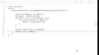 LeetCode 1200 - Minimum Absolute Difference (Solução em C++)