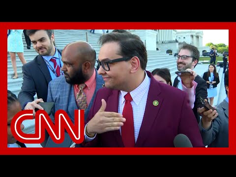 George Santos gets heckled by Congressman on Capitol steps