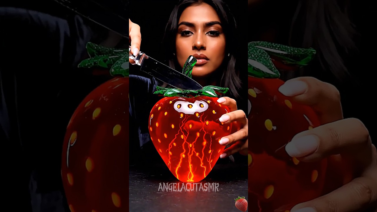 ASMR Halloween Glass Strawberry Cutting 🎃🍓| Crystal Fruit Crunch in 4K 