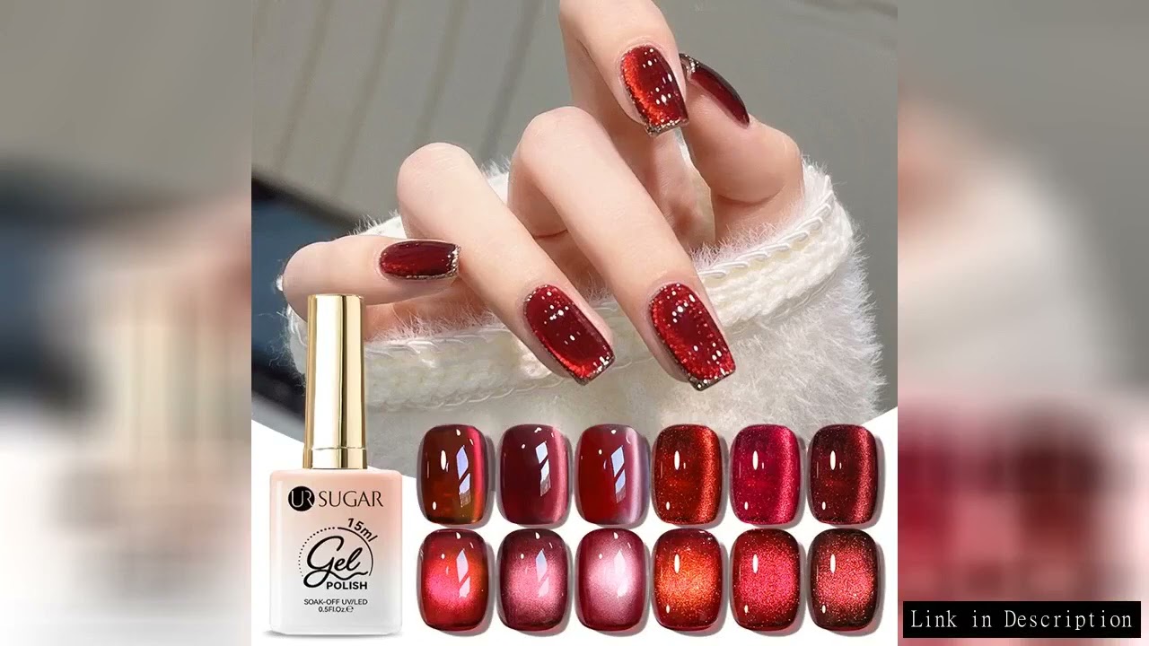 UR SUGAR 15ml 6 Colors Shine Red Winter Christmas Cat Magnetic Gel Nail Polish Sparkling Glitter Sem