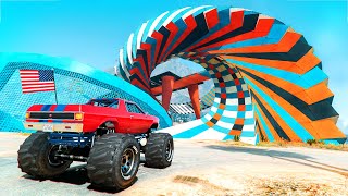 GTA 5 EXTREMELY HARD Spiral Walllride Stunt Race ▸ GTA Online